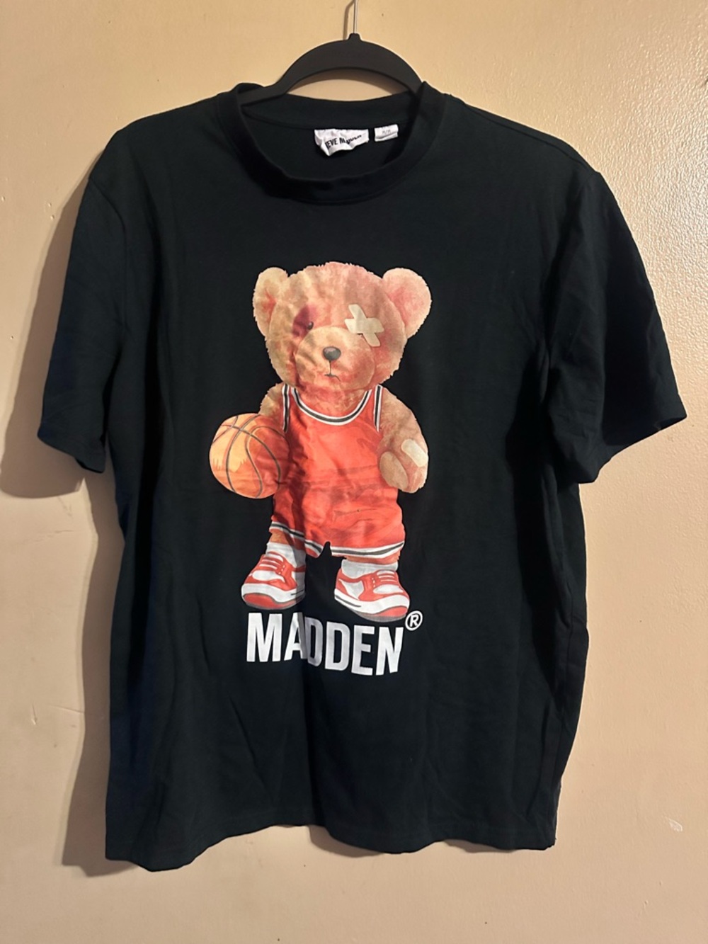 Madden Black Tee with Teddy Basketball Graphic